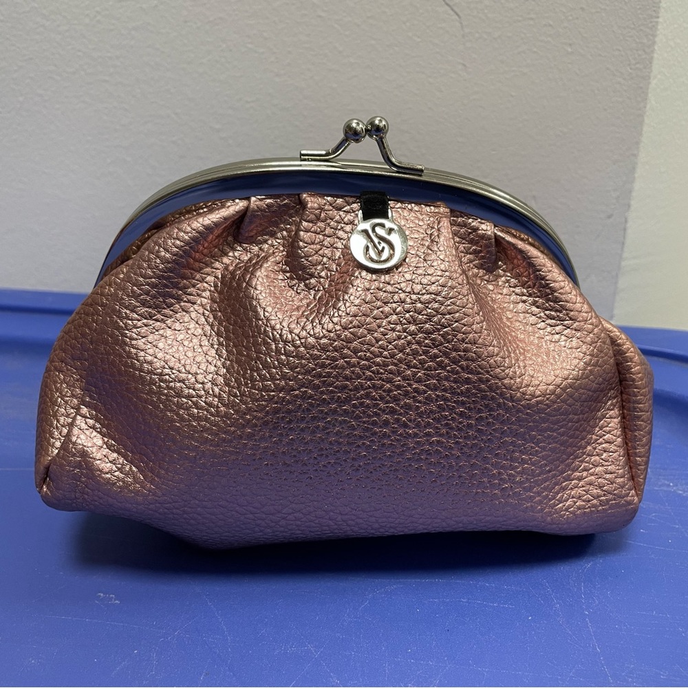 VS VICTORIA'S SECRET ROSE GOLD POUCH W/ KISS LOCK CLOSURE 6 IN X 4 IN X 2.5